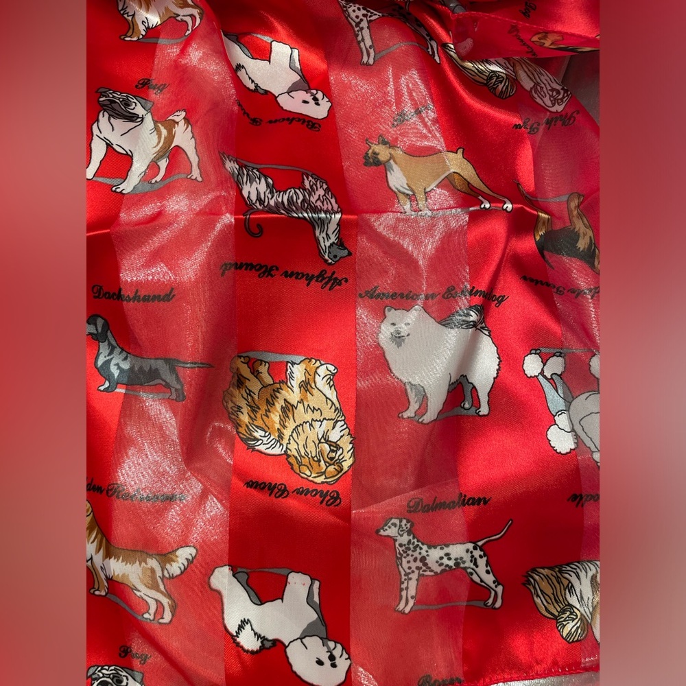 🦮 Pretty Fashion Scarf With Dogs 🐕 and Puppies 🐶 RED 🐕🦺 NWOT ❤️